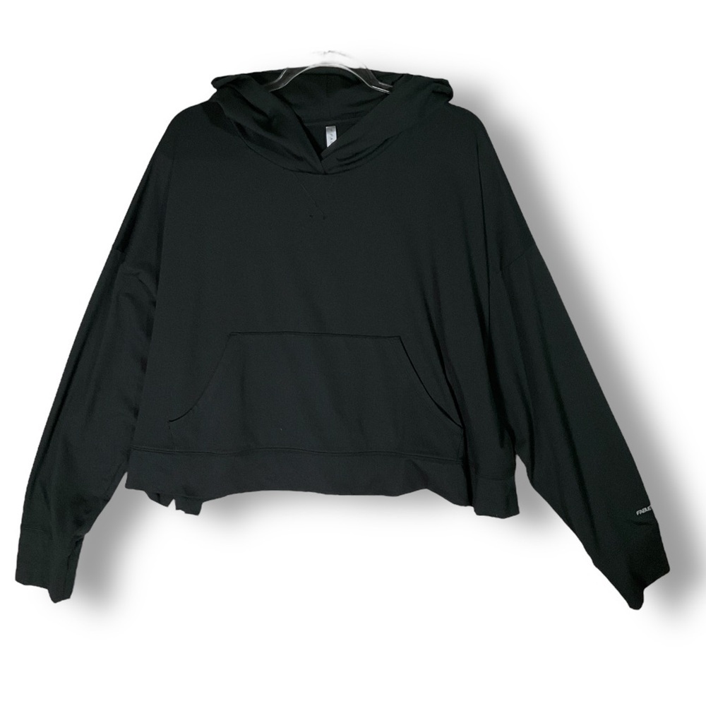 Fabletics Cloud Jersey Cropped Hoodie Sz 2X Black Athleisure Athletic